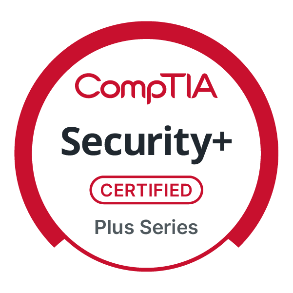 CompTIA Security Plus certified badge