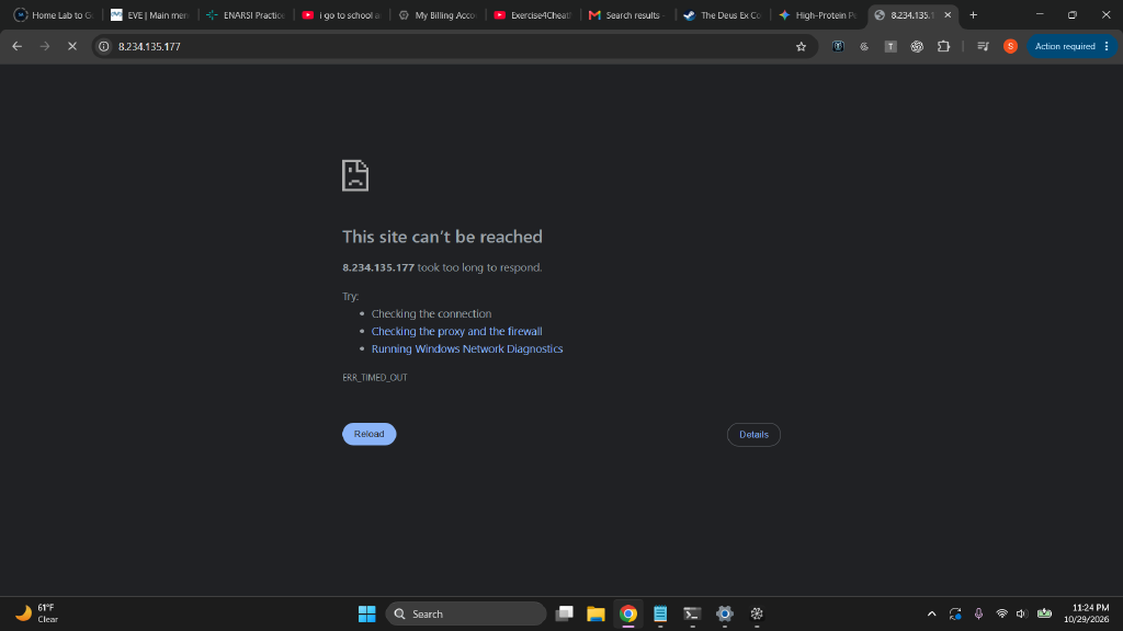 Browser timing out on 8.234.135.177