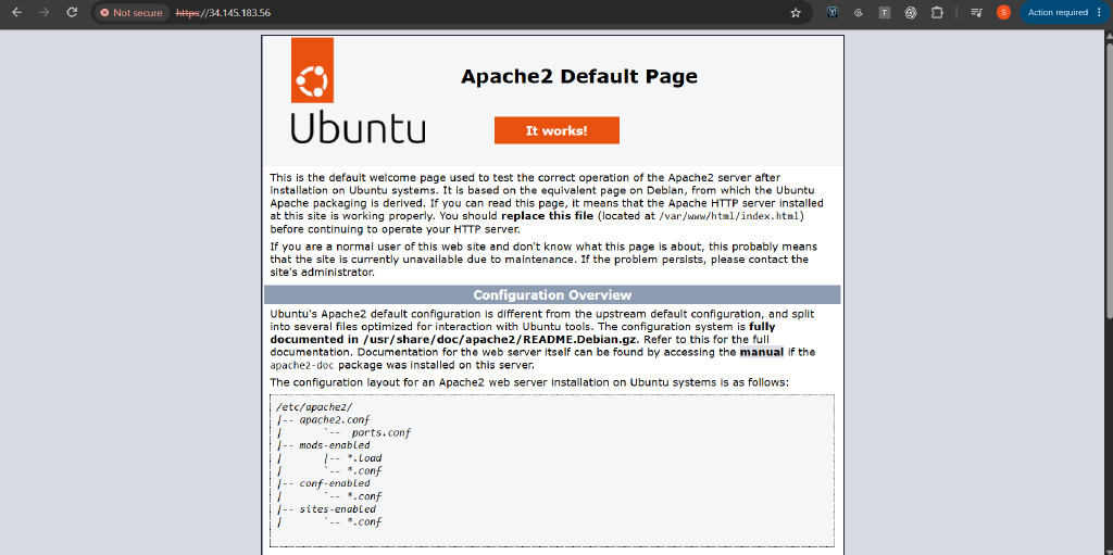 HTTPS serving the Apache2 default page