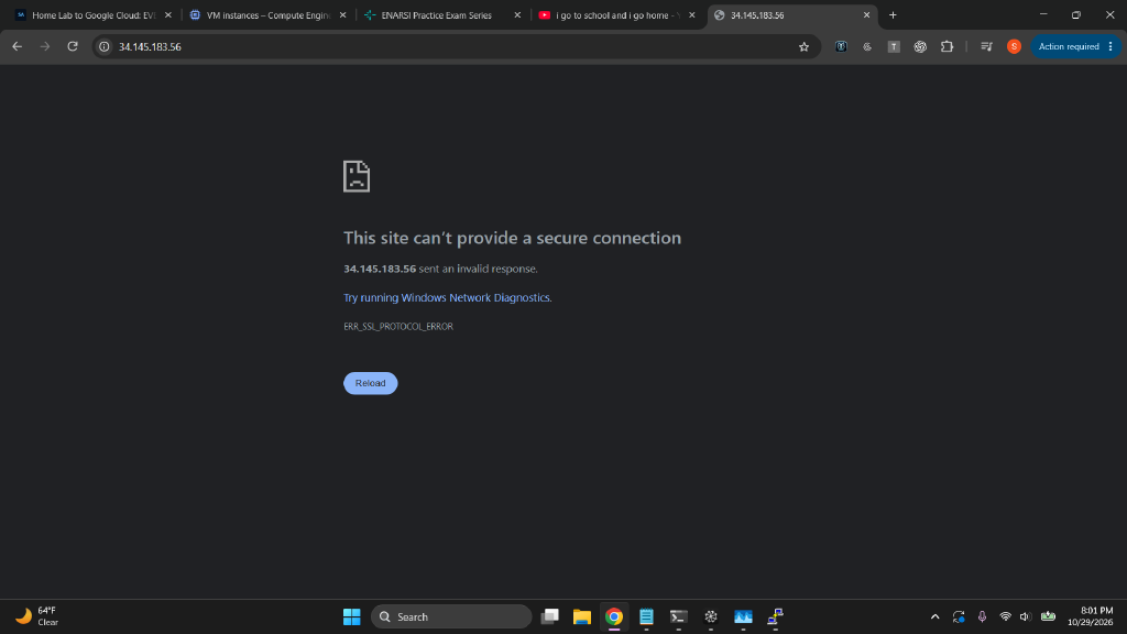 Browser showing ERR_SSL_PROTOCOL_ERROR