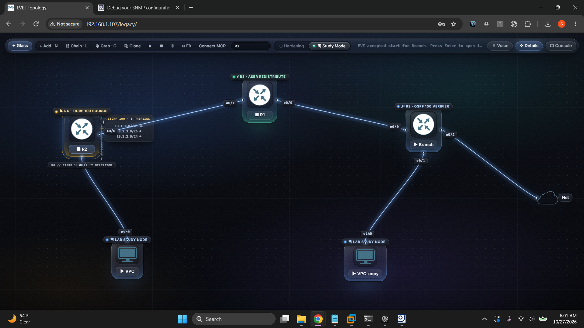 EVE-NG SNMP lab topology
